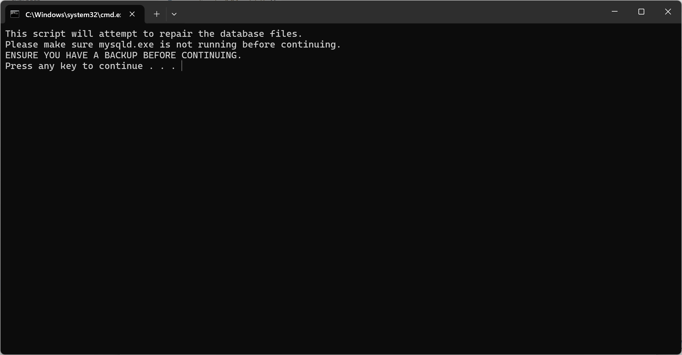 database repair running