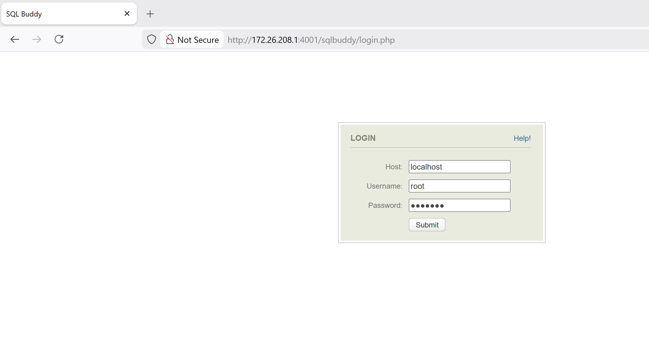 Enter the default password